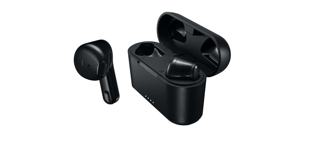 Charging HA-A3T-B in Black wireless earbuds