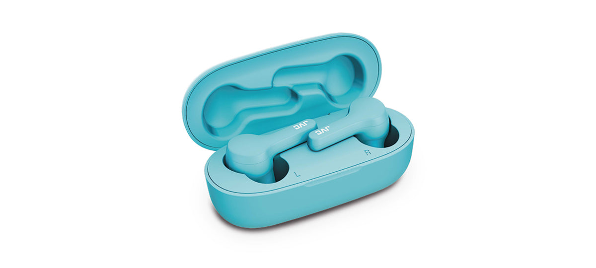 Gumy wireless earphones HA-A7T-A in soda Blue charging case