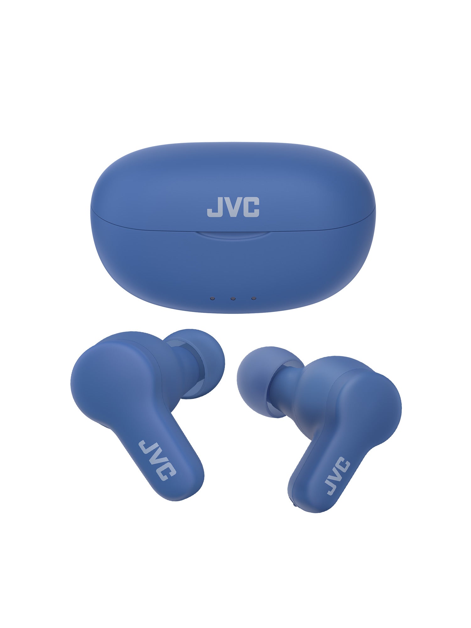 HA-A7T2 in blue wireless earbuds and charging case by JVC