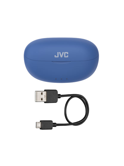 HA-A7T2 in blue charging case with USB charging lead by JVC