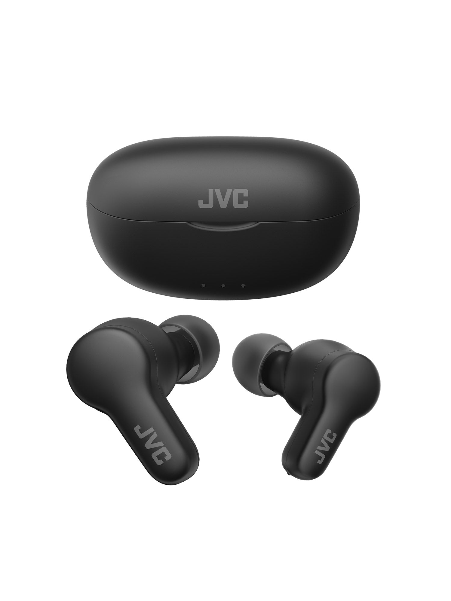 HA-A7T2 in black wireless earbuds and charging case by JVC