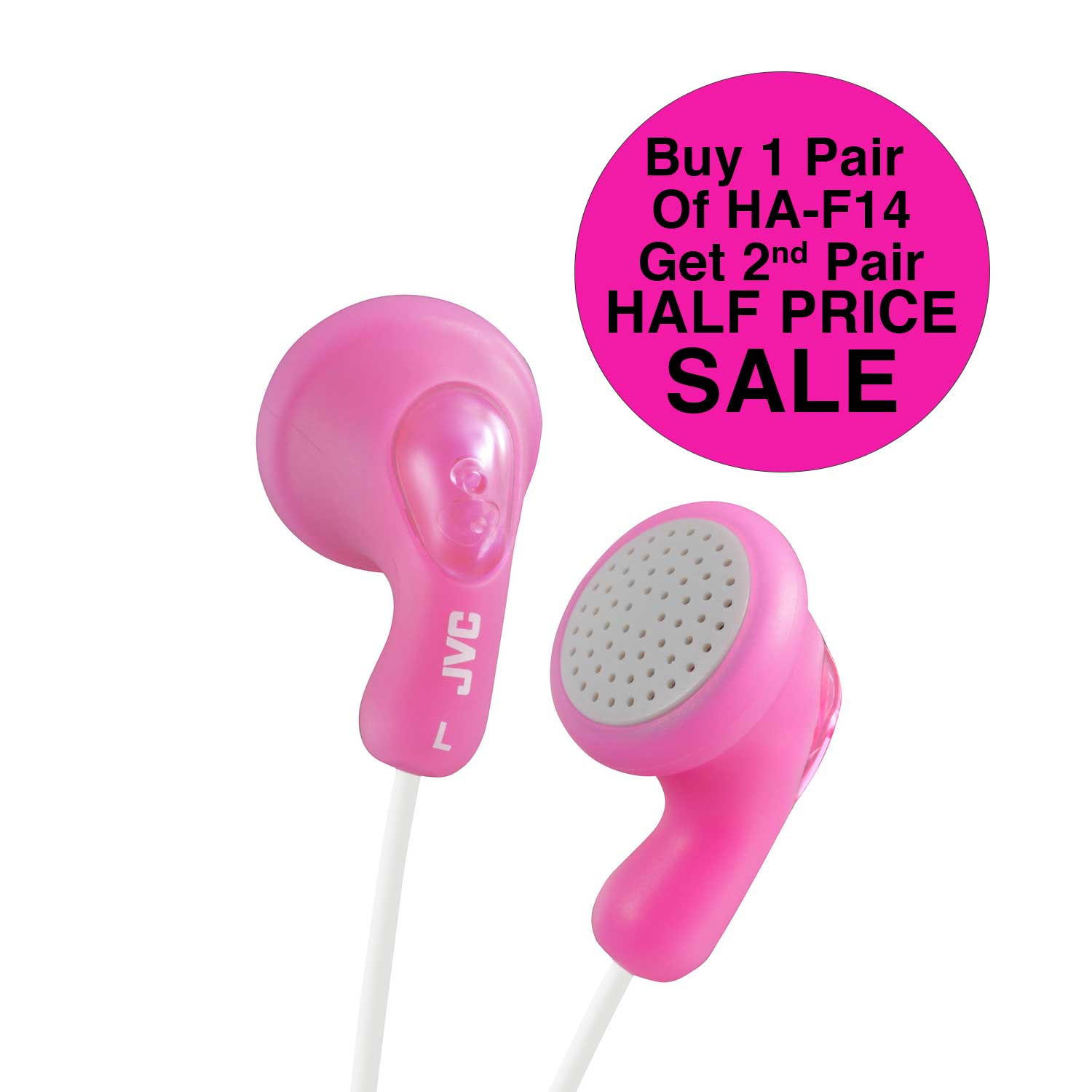 HA-F14-P Wired Gumy In-Ear Earphones in White BOG Offer