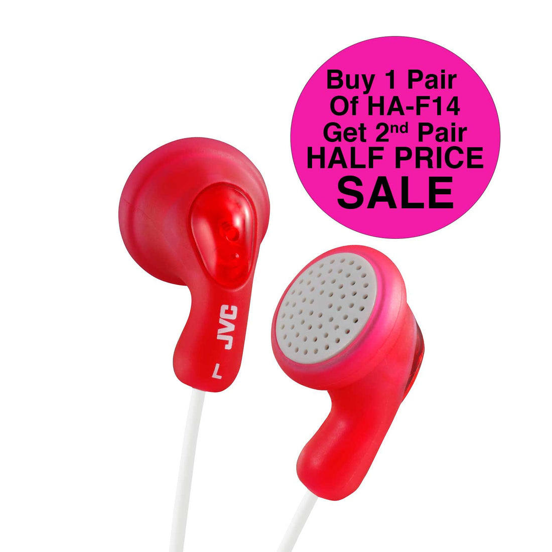 HA-F14-R Wired Gumy In-Ear Earphones in White BOG Offer