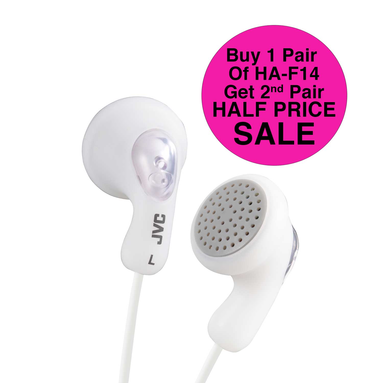 HA-F14-W Wired Gumy In-Ear Earphones in White BOG Offer