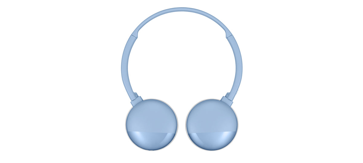 Wireless Bluetooth headphones HA-S22W-A in blue by JVC swivel design, layflat