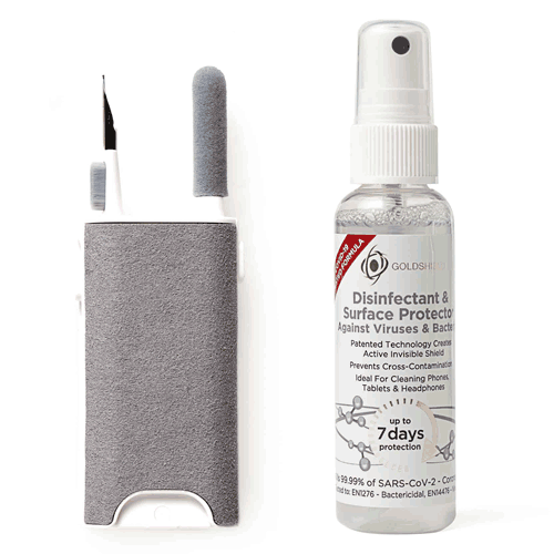 Cleaning spray and earbud cleaning kit